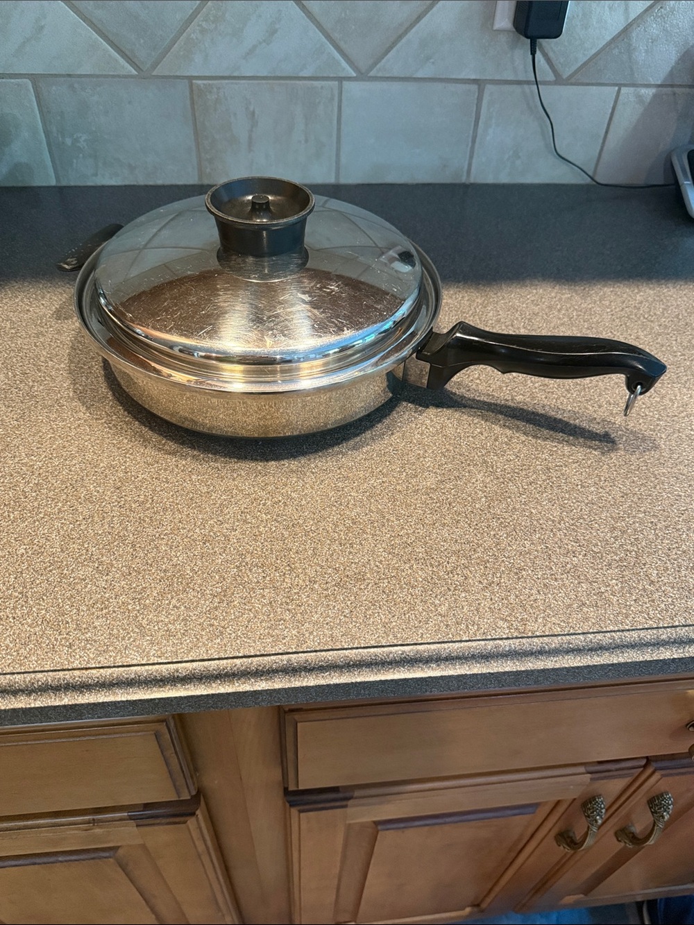 Townecraft Stainless Steel Sauté Pan/Skillet with Black Handle and Lid